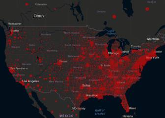 Casos y muertos por estados de coronavirus en USA; 26 mayo
