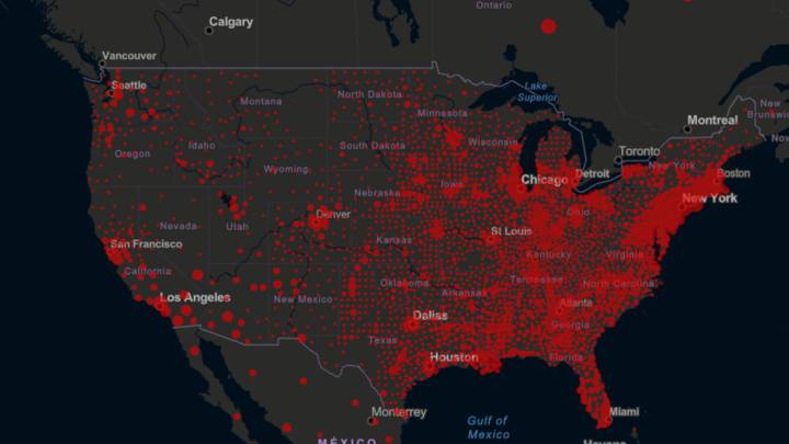 Mapa de casos y muertos por estados de coronavirus en USA; 27 de mayo
