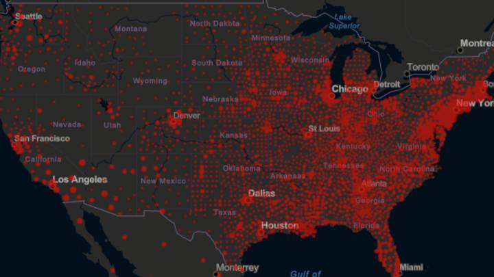 Mapa de casos y muertes por estado de coronavirus en USA; 29 de mayo