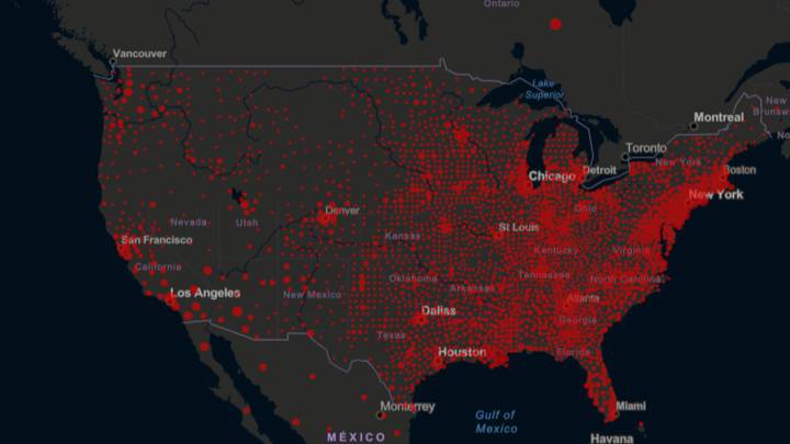 Mapa de casos y muertos por estados de coronavirus en USA; hoy, 1 de junio