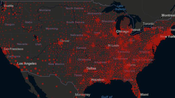 Mapa de casos y muertes por estado de coronavirus en USA; 4 de junio