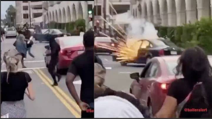 George Floyd protests: Molotov cocktail thrown back into agitator's car