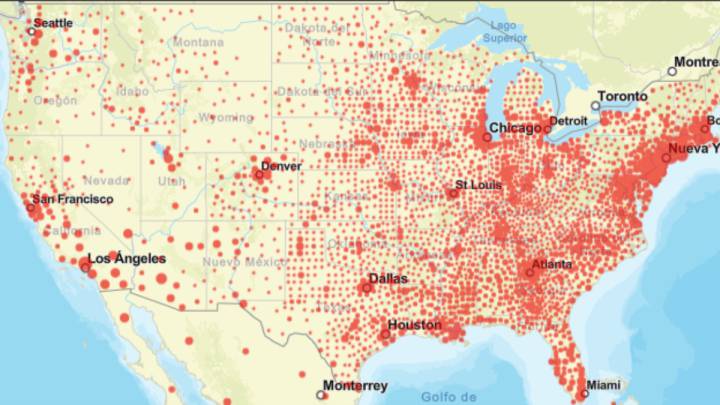 Mapa de casos y muertes por estado de coronavirus en USA; 6 de junio
