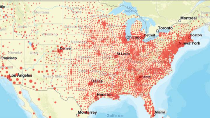 Mapa de casos y muertes por estado de coronavirus en USA; 11 de junio