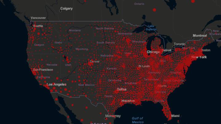 Mapa de casos y muertos por estados de coronavirus en USA; 15 de junio
