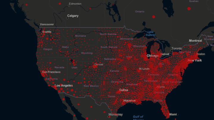 Mapa de casos y muertos por estados de coronavirus en USA; 16 de junio