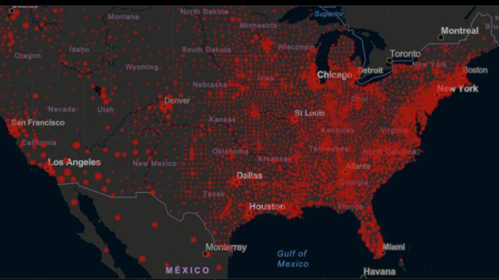 Mapa de casos y muertes por estado de coronavirus en USA; 19 de junio