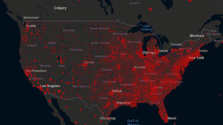 Mapa de casos y muertos por estados de coronavirus en USA; 21 de junio