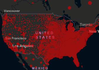 Casos y muertos por estados de coronavirus en USA; 24 junio