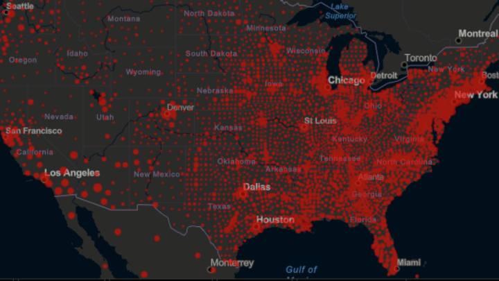 Mapa de casos y muertes por estado de coronavirus en USA; 25 de junio - AS  USA