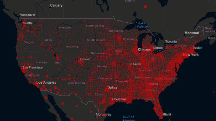 Mapa de casos y muertos por estados de coronavirus en USA; 28 de junio