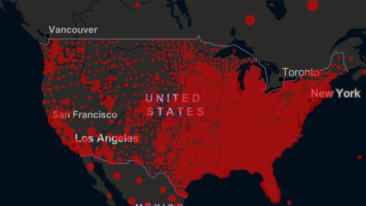 Mapa de casos y muertos por estados de coronavirus en USA; 29 de junio