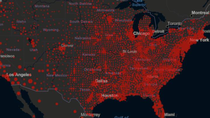 Mapa de casos y muertes por estado de coronavirus en USA; 3 de julio