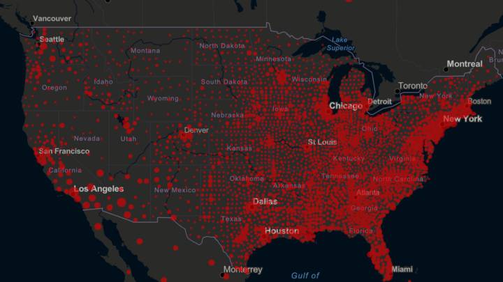 Mapa de casos y muertos por estados de coronavirus en USA; 4 de julio