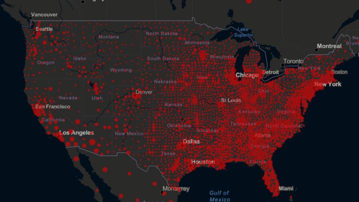 Mapa de casos y muertos por estados de coronavirus en USA; 6 de julio