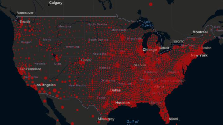 Mapa de casos y muertos por estados de coronavirus en USA; 7 de julio
