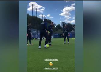 Keylor Navas presume su habilidad en los entrenamientos