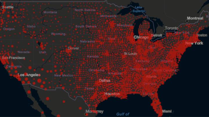 Mapa de casos y muertes por estado de coronavirus en USA; 10 de julio