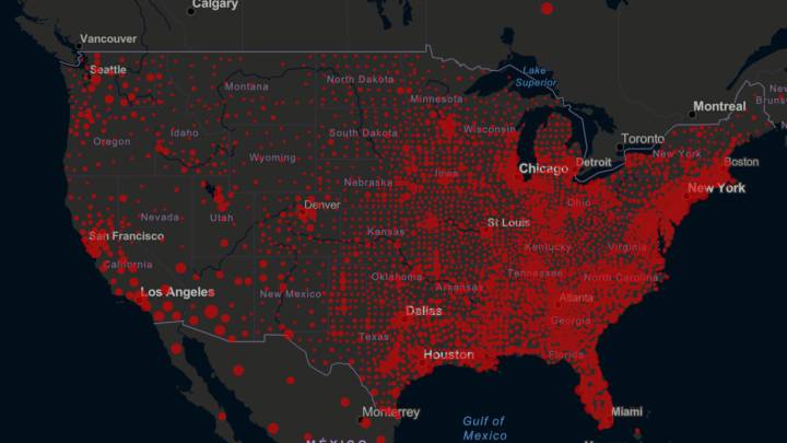 Mapa de casos y muertos por estados de coronavirus en USA; 13 de julio