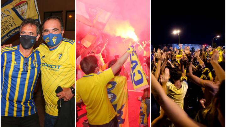 Los aficionados del Cádiz festejan el ascenso a primera división