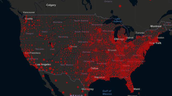 Mapa de casos y muertos por estados de coronavirus en USA; 14 de julio