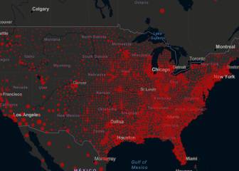 Casos y muertos por estados de coronavirus en USA; 14 julio