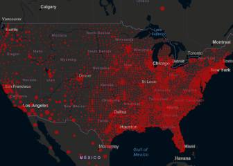 Casos y muertos por estados de coronavirus en USA; 15 julio