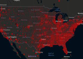 Casos y muertos por estados de coronavirus en USA; 19 julio