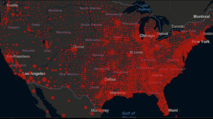 Mapa de casos y muertes por estado de coronavirus en USA; 23 de julio