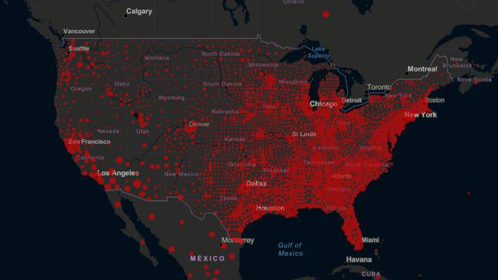 Mapa de casos y muertos por estados de coronavirus en USA; 25 de julio