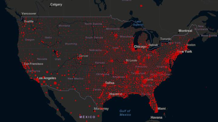 Mapa de casos y muertos por estados de coronavirus en USA; 2 de agosto