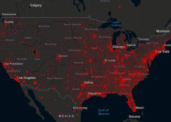 Casos y muertos por estados de coronavirus en USA; 9 agosto