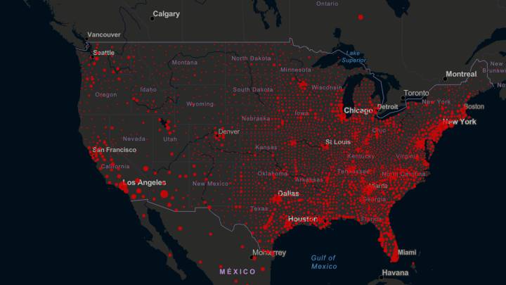 Mapa de casos y muertos por estados de coronavirus en USA; 10 de agosto