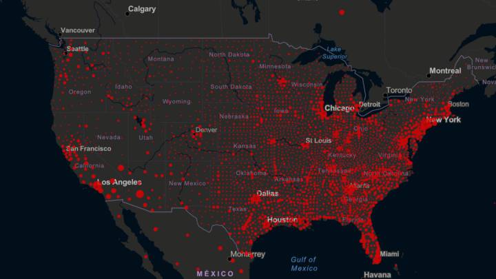 Mapa de casos y muertos por estados de coronavirus en USA; 15 de agosto