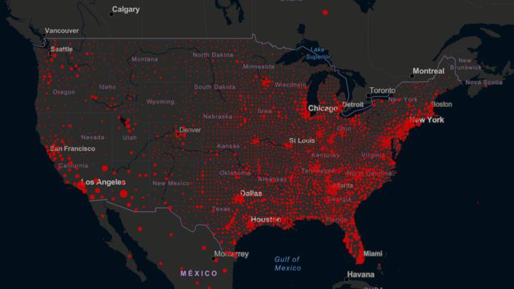 Mapa de casos y muertos por estados de coronavirus en USA; 16 de agosto