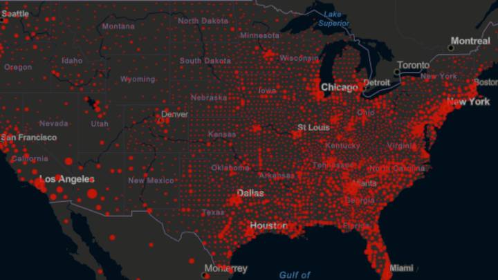 Mapa de casos y muertes por estado de coronavirus en USA; 20 de agosto