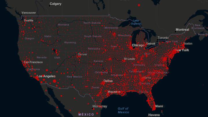 Mapa de casos y muertos por estados de coronavirus en USA; 23 de agosto