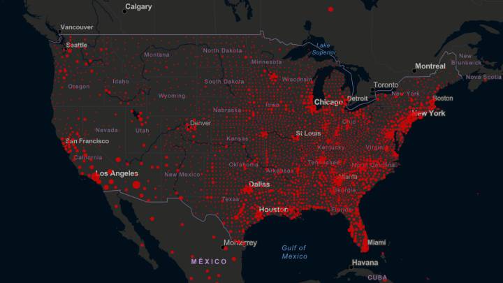 Mapa de casos y muertos por estados de coronavirus en USA; 30 de agosto