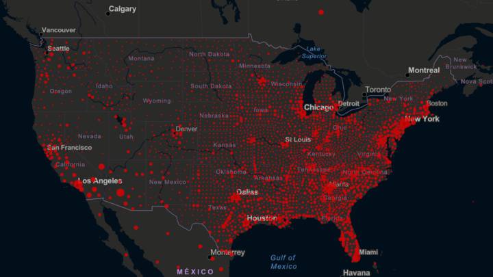 Mapa de casos y muertos por estados de coronavirus en USA; 31 de agosto