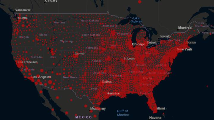 Mapa de casos y muertos por estados de coronavirus en USA; 1 de septiembre