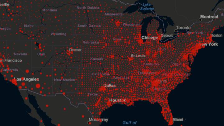 Mapa de casos y muertes por estado de coronavirus en USA; 3 de septiembre