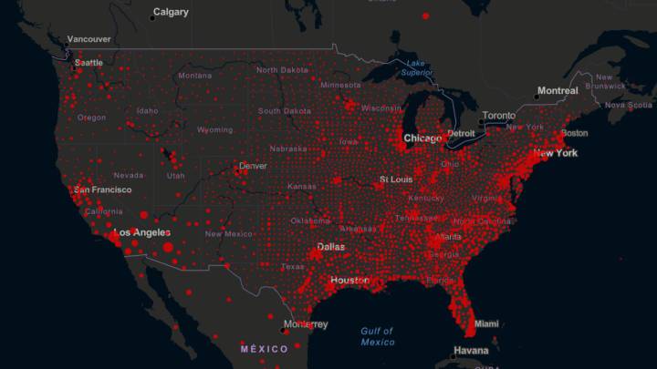 Mapa de casos y muertos por estados de coronavirus en USA; 5 de septiembre