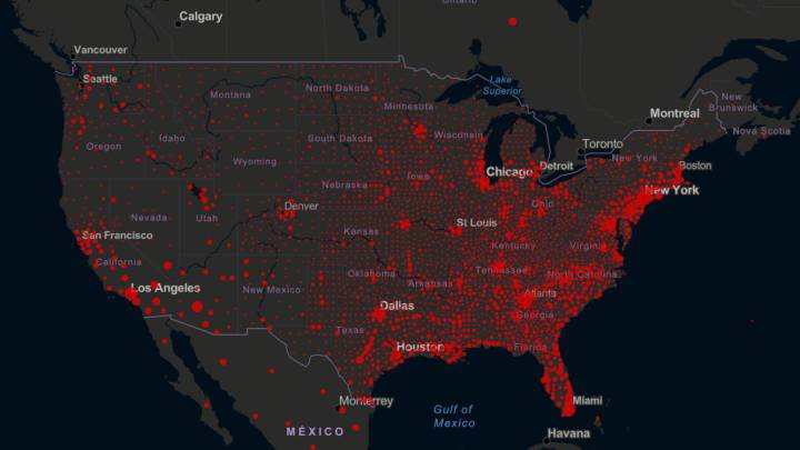 Mapa de casos y muertos por estados de coronavirus en USA; 6 de septiembre