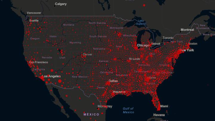 Mapa de casos y muertos por estados de coronavirus en USA; 9 de septiembre