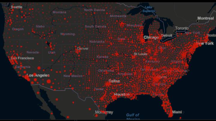 Mapa de casos y muertes por estado de coronavirus en USA; 17 de septiembre