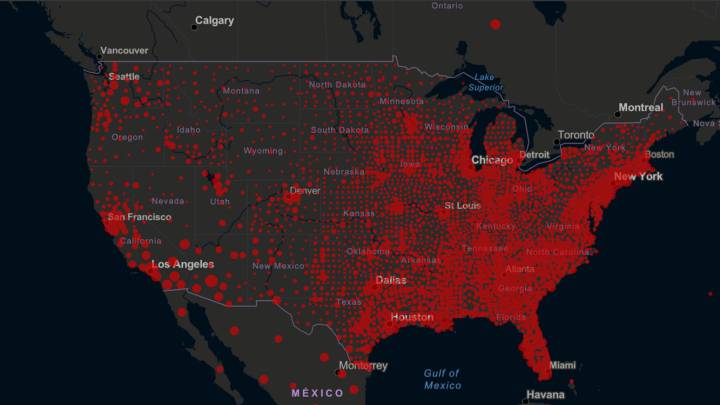 Mapa de casos y muertos por estados de coronavirus en USA; 20 de septiembre