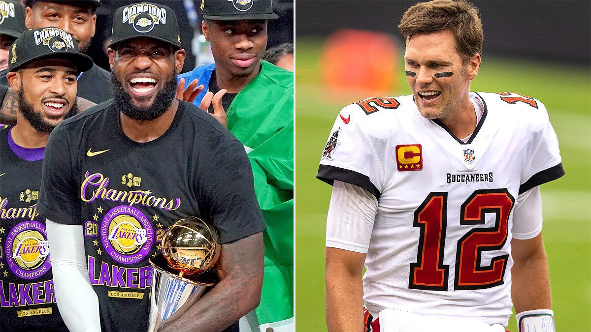 LeBron James takes part in Tom Brady’s triumph at Super Bowl LV