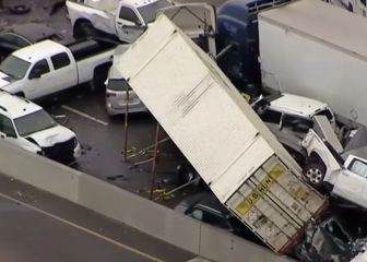 Parece de película: impactantes imágenes de un brutal choque en cadena en Texas