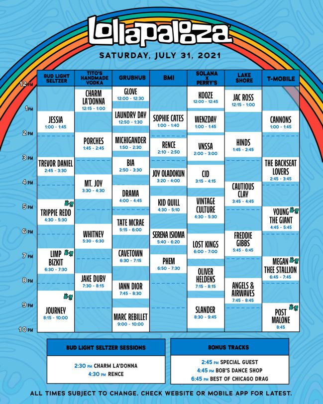 Lollapalooza 2021: Horarios, Artistas, Cantantes, Mapa Y Cómo Ver ...