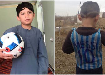 El niño afgano de la playera de plástico de Messi teme por su vida